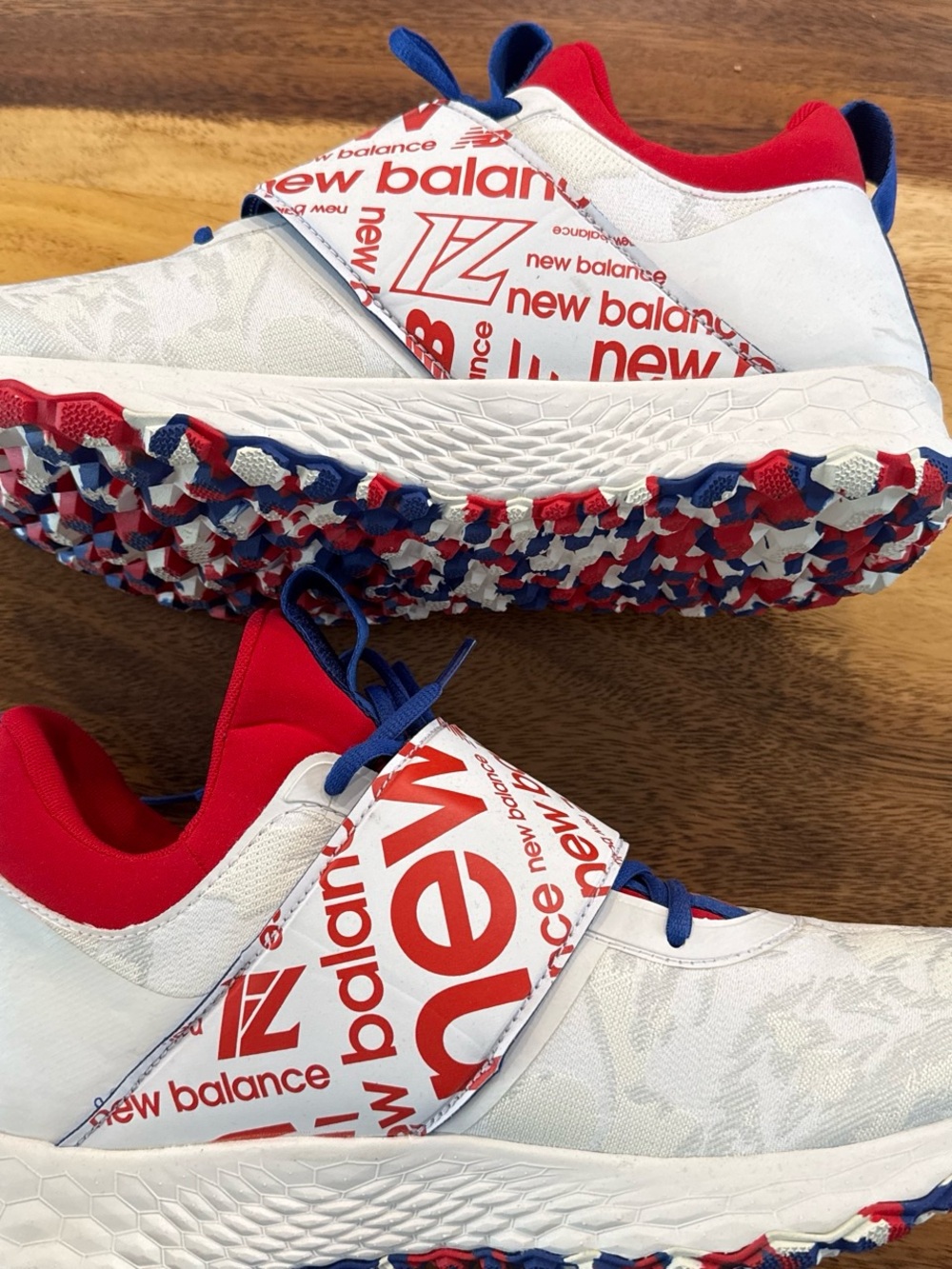 New Balance White, Red & Blue Logo Strap Sneakers - Picture 4 of 7